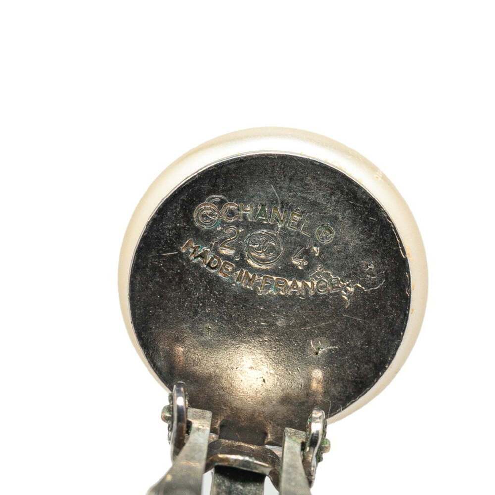 CHANEL Authentic Silver Pearl Logo Earrings - Picture 3 of 3